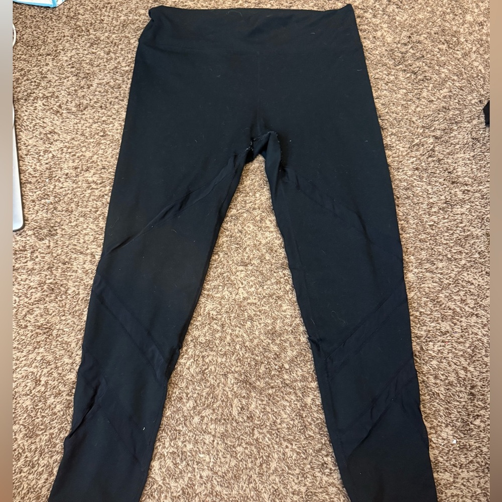Fabletics Black Leggings with Sheer Details XXL